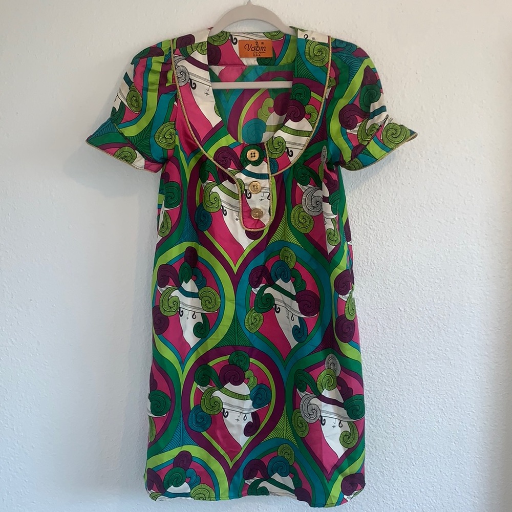 Voom by Joy Han silk psychedelic print mini dress size Medium